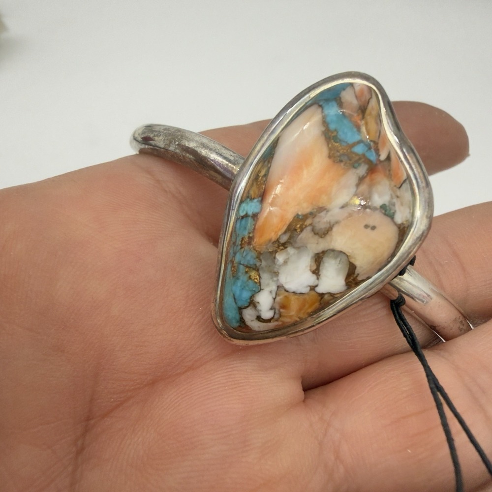 VTG BARSE Signed Sterling Silver Turquoise Spiny Oyster Cuff Bracelet NOS